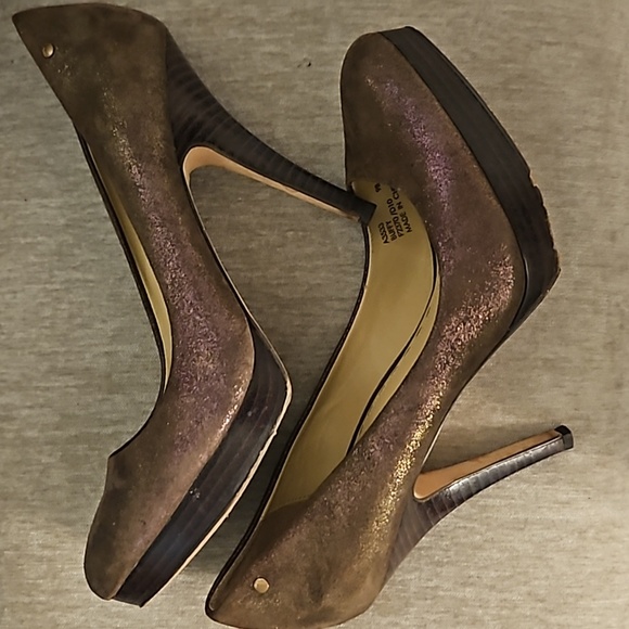 COACH metallic two-toned soft suede pumps - Picture 1 of 4